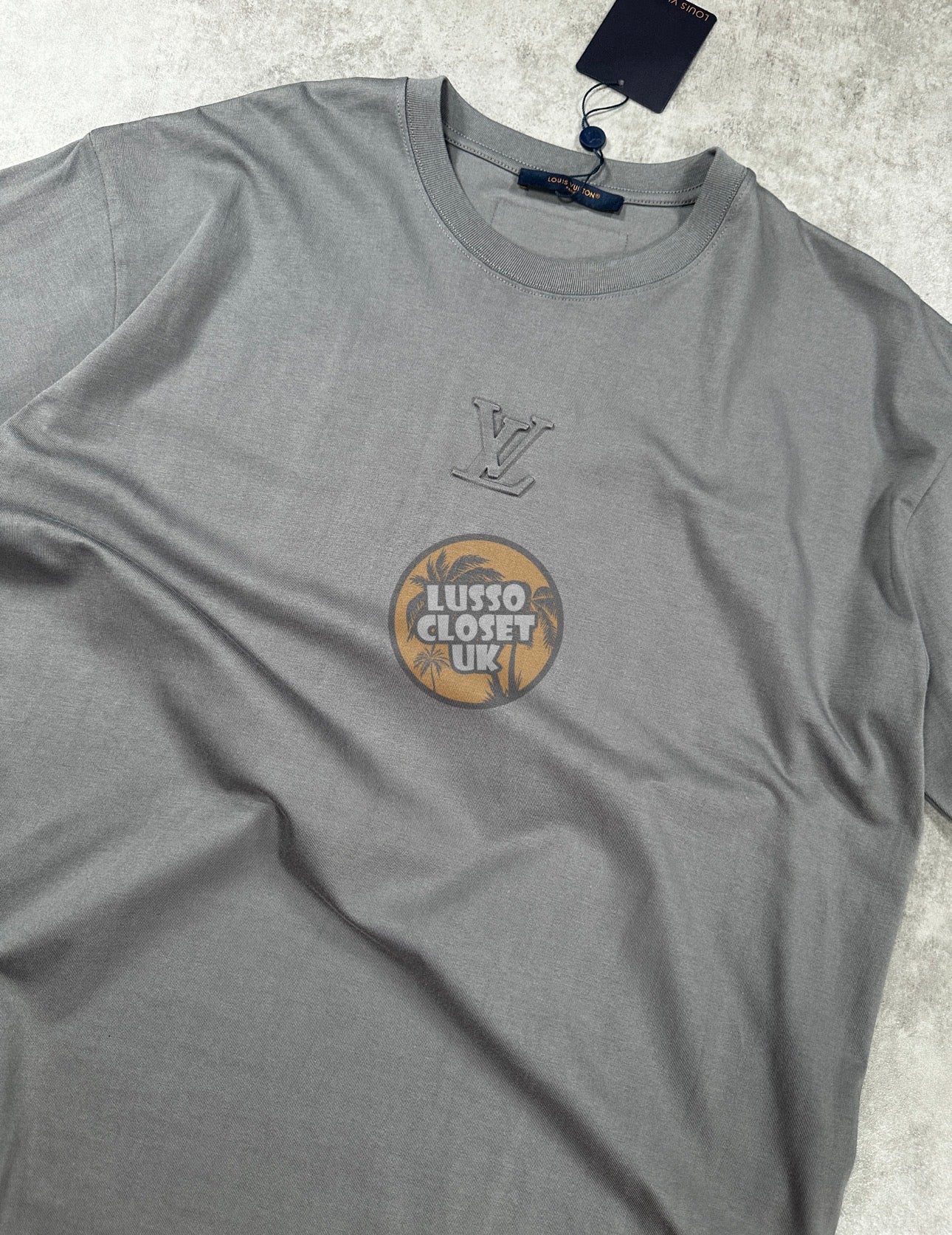 Lou - Grey Embossed Chest T Shirt