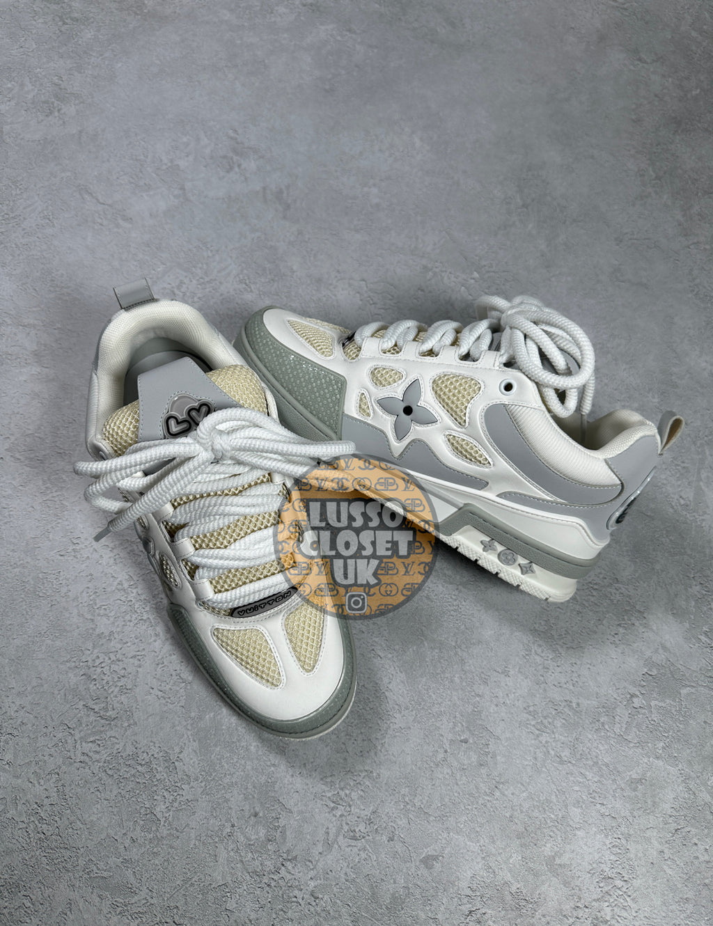 Lou - White/Grey Skate Trainers