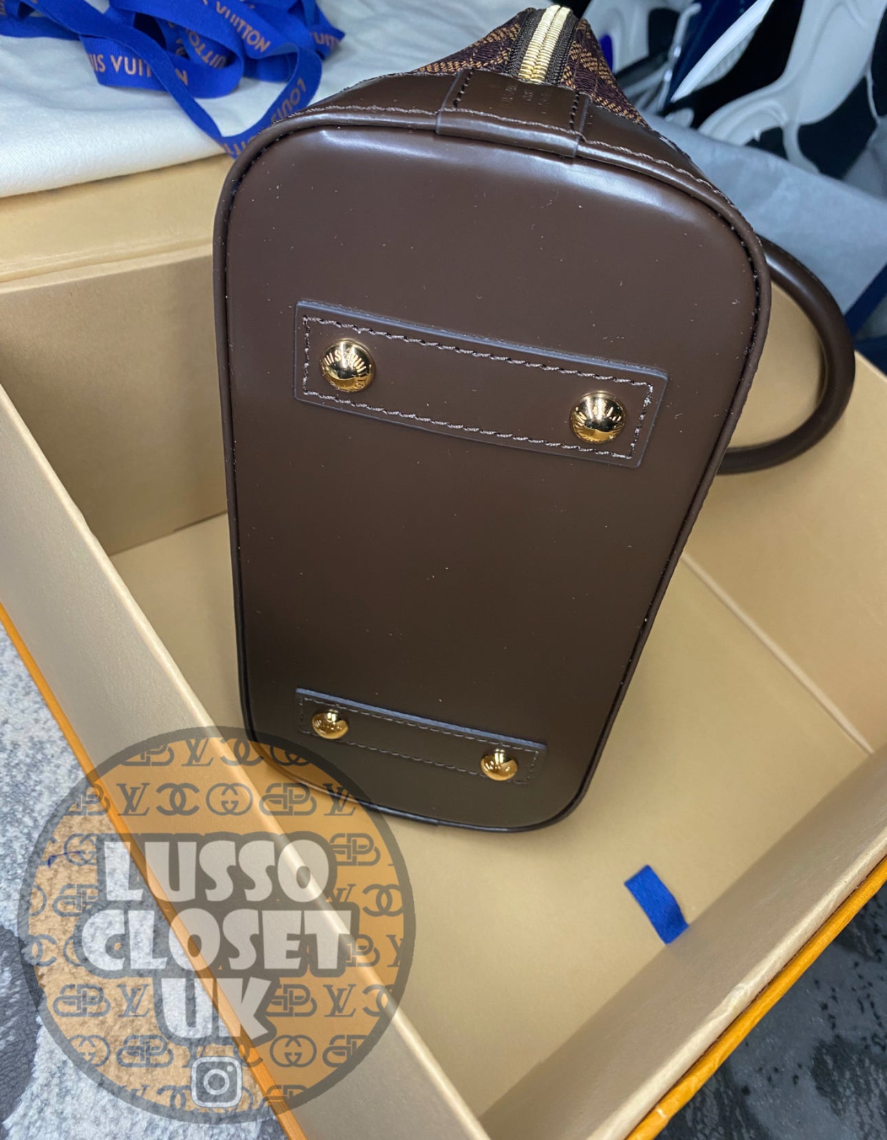 Lou - Brown Check Alm Handbag