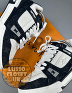 Lou - Black/White Denim Trainers