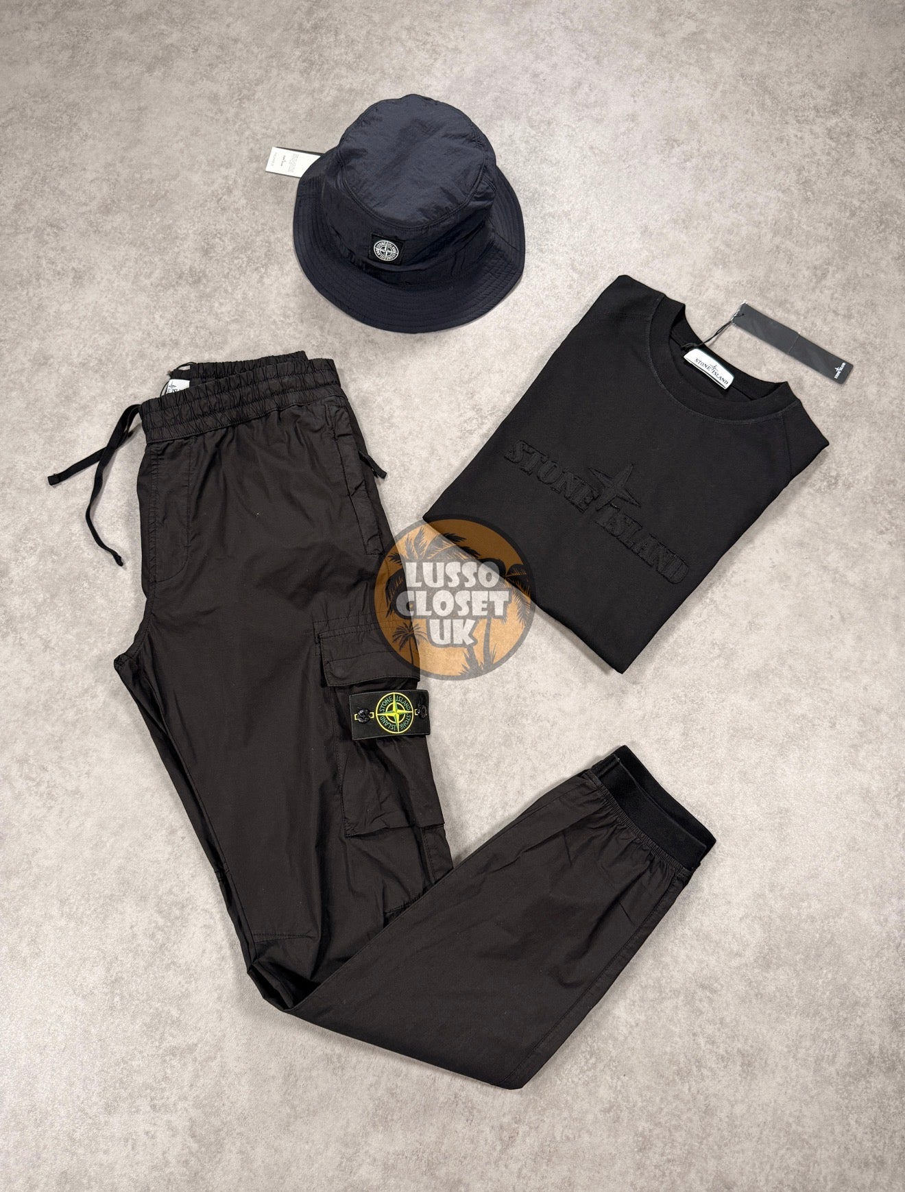 SI - Black Cuffed Cargo Pants