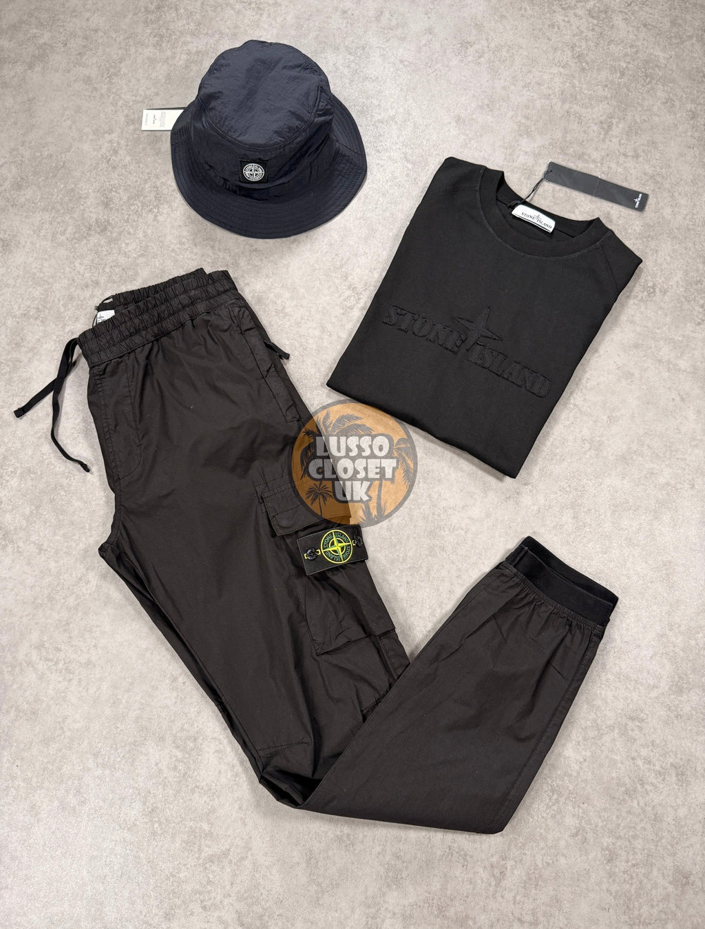 SI - Black Cuffed Cargo Pants