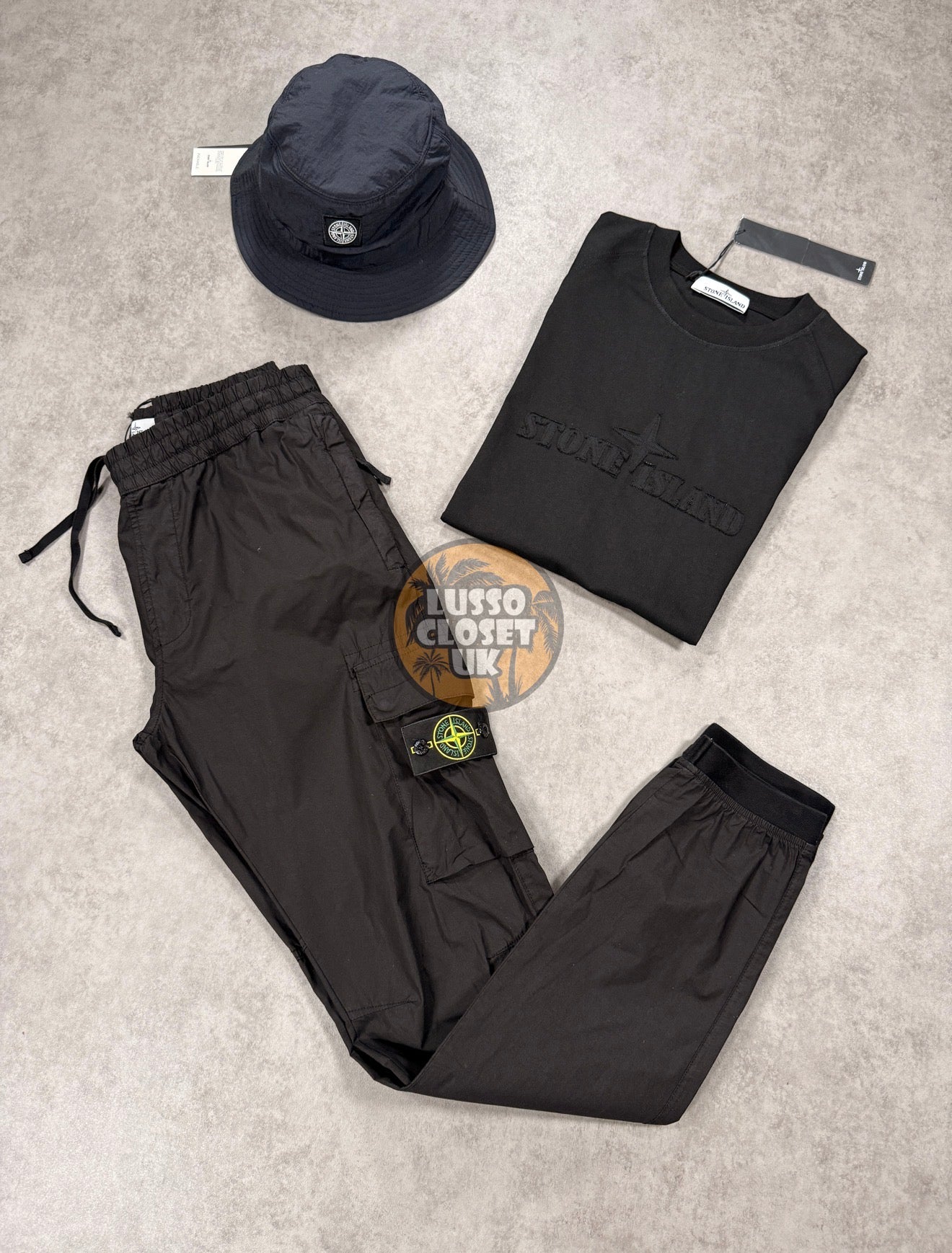 SI - Black Cuffed Cargo Pants