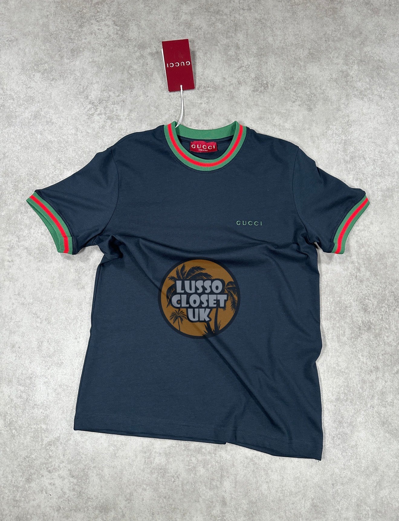 GG - Navy Ribbed Neck T Shirt