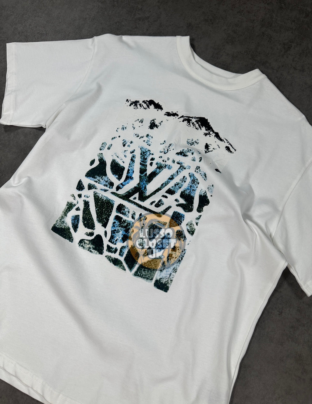 Lou - White Velvet Jacquard T Shirt