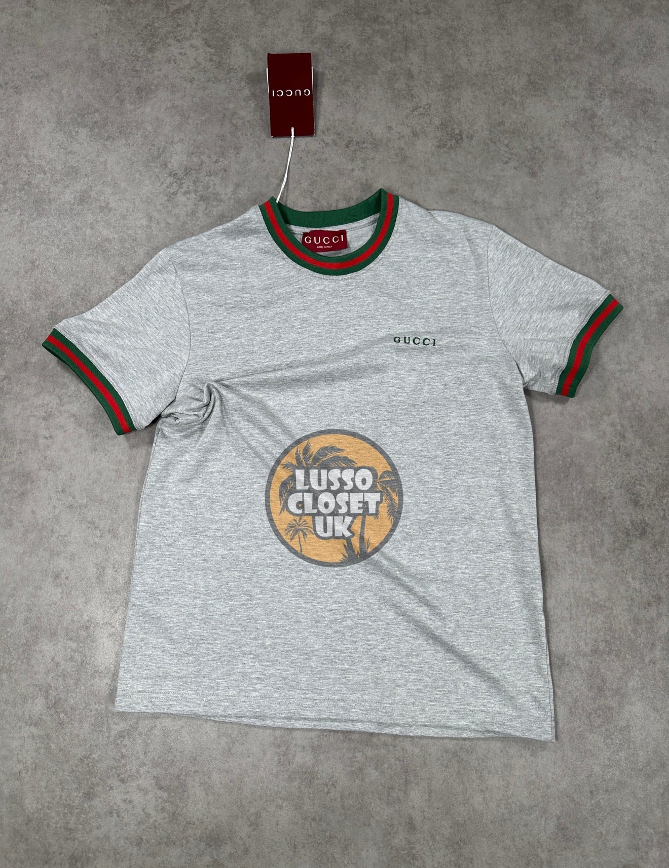 GG - Grey Ribbed Neck T Shirt