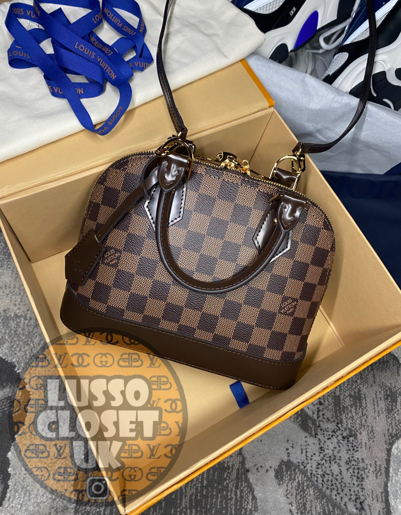 Lou - Brown Check Alm Handbag