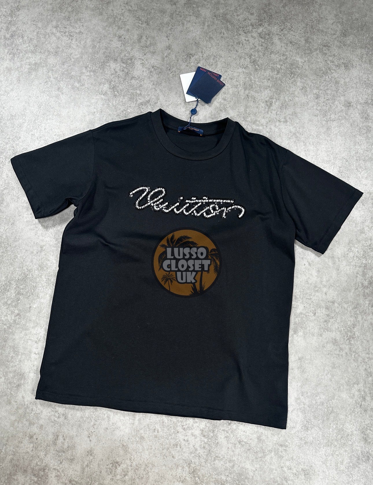 Lou - Black Embellished Sig T Shirt