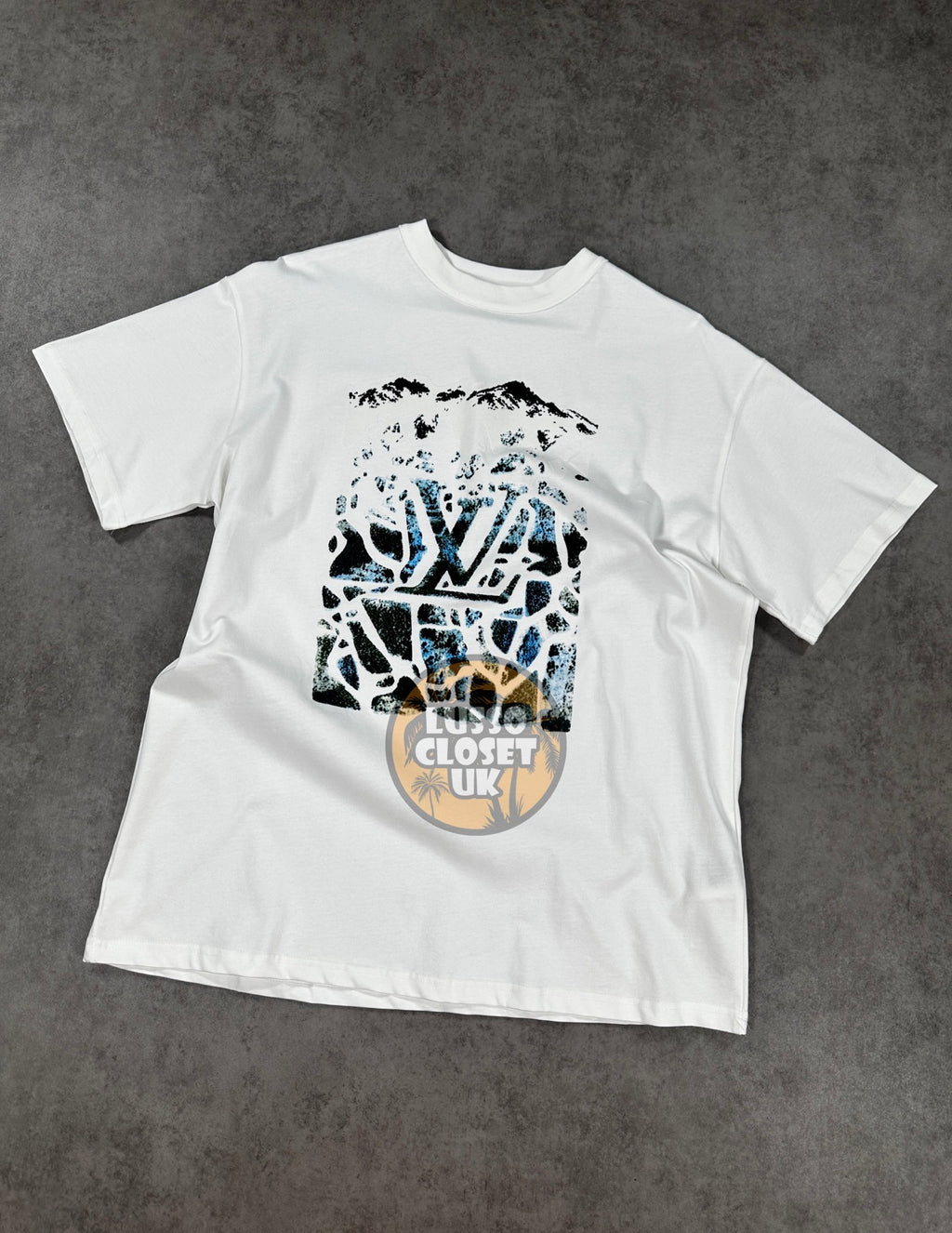 Lou - White Velvet Jacquard T Shirt