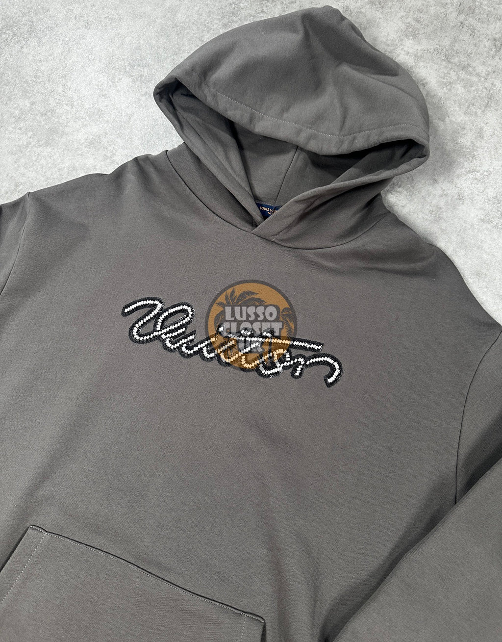 Lou - Grey Embellished Signature Hoodie