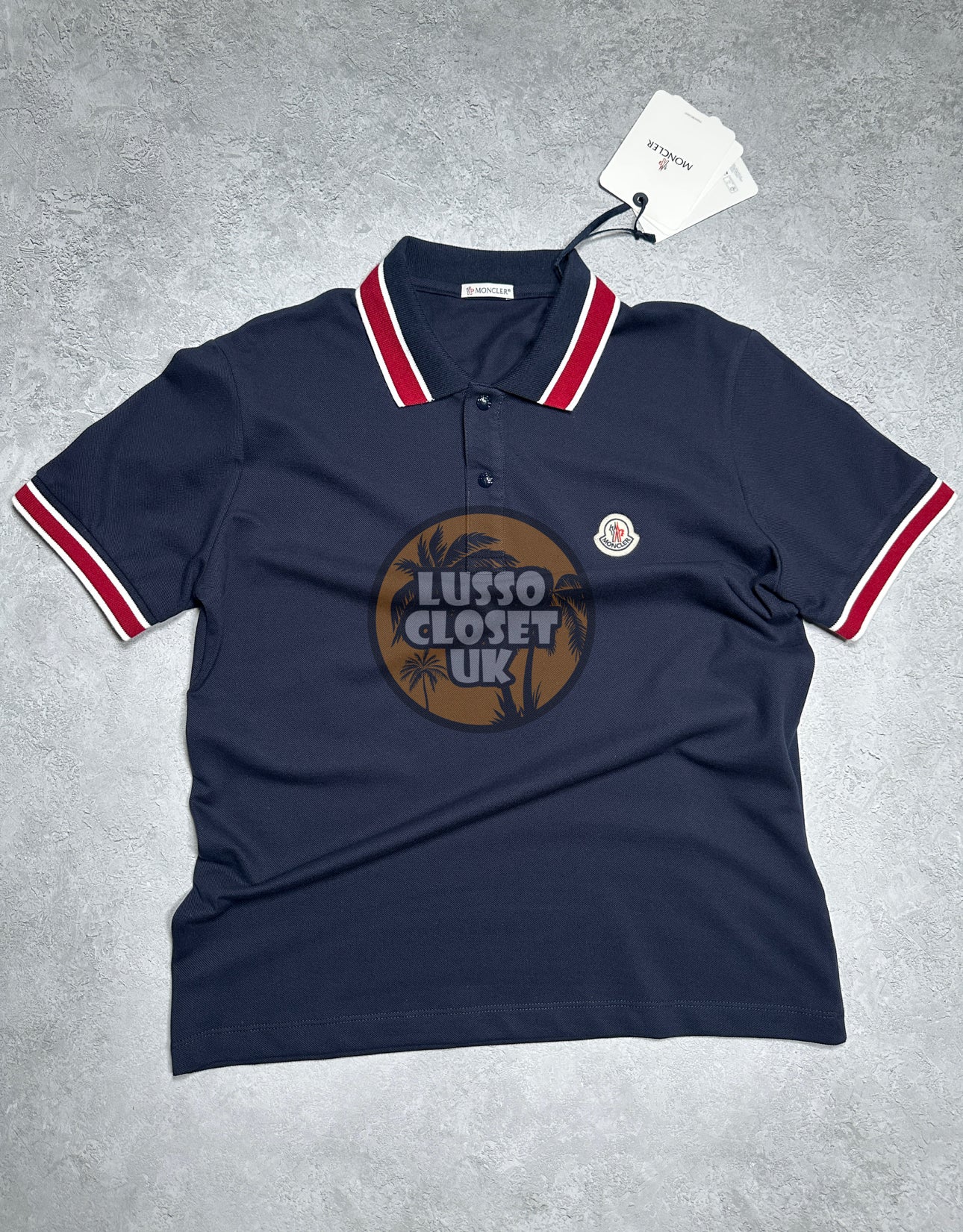 Mon - Navy Stripe Collar Polo