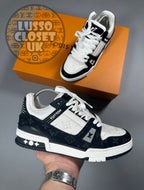 Lou - Black/White Denim Trainers