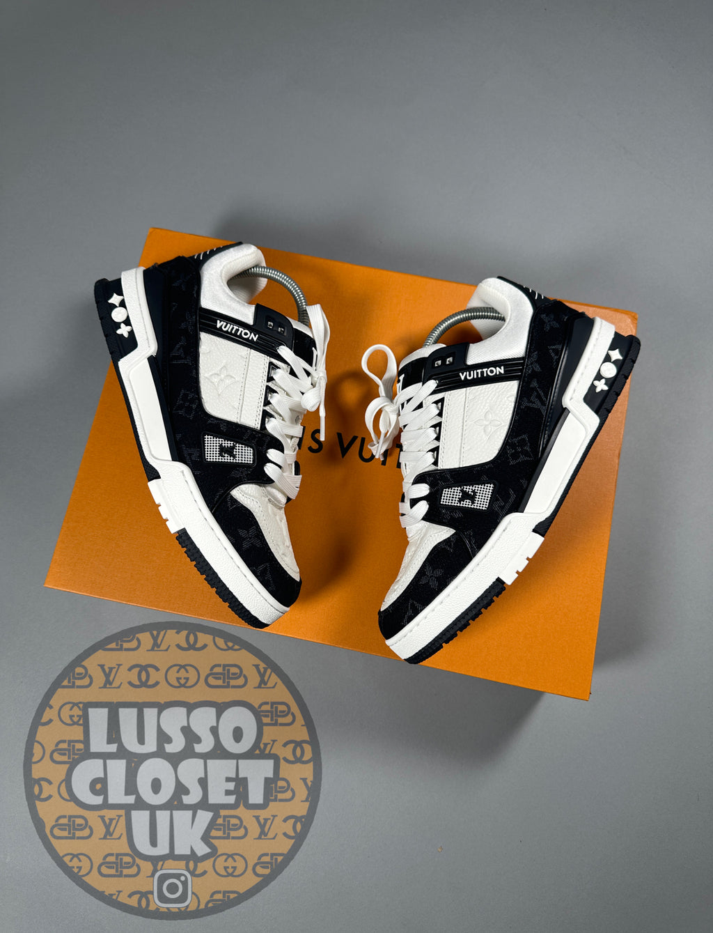 Lou - Black/White Denim Trainers