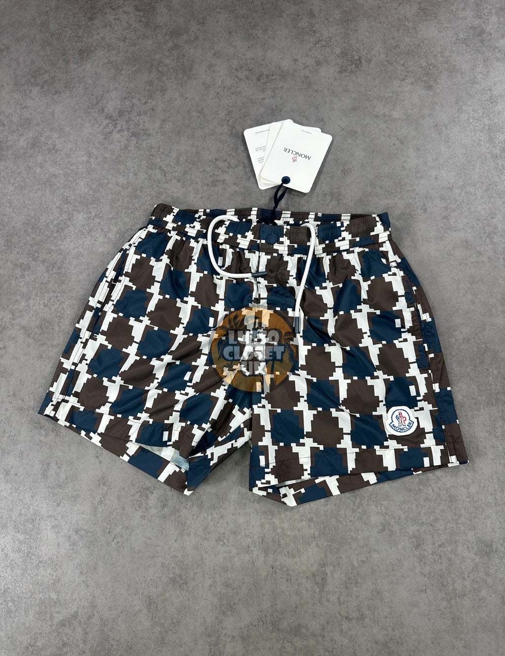Mon - Navy & Brown Pixel Shorts