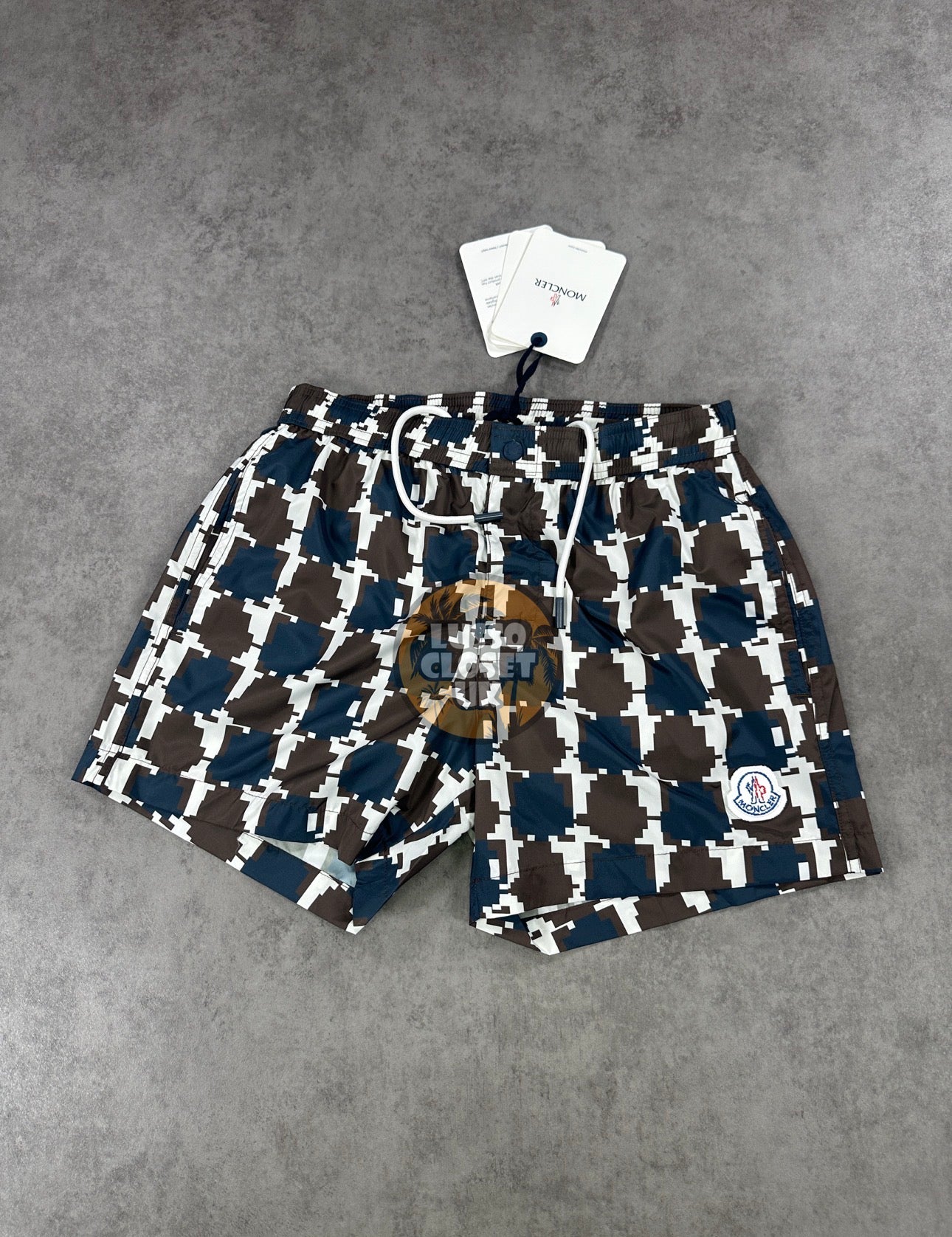 Mon - Navy & Brown Pixel Shorts