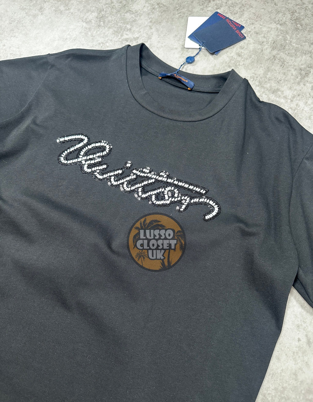 Lou - Black Embellished Sig T Shirt