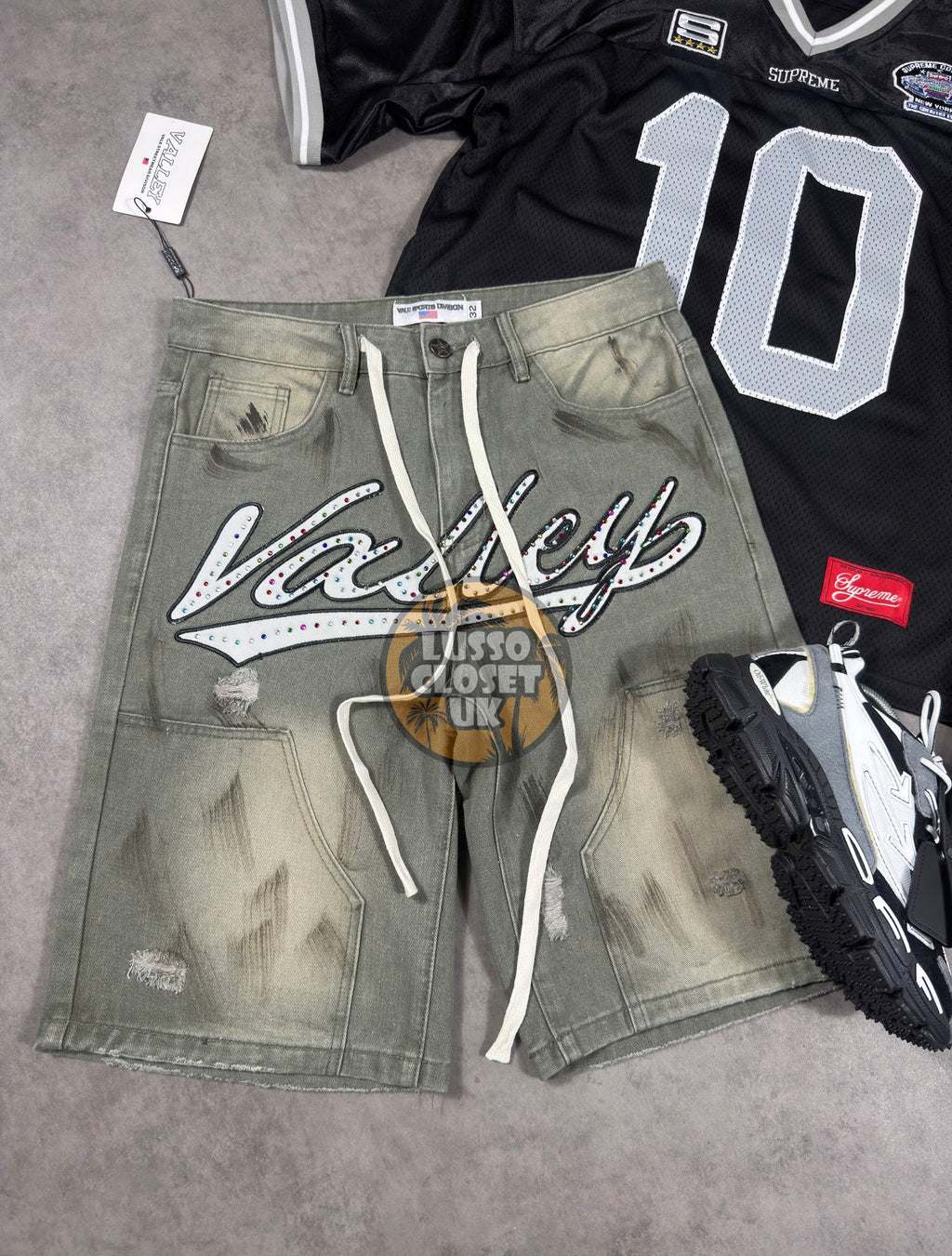 Val - Khaki Washed Denim Shorts