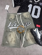 Val - Khaki Washed Denim Shorts