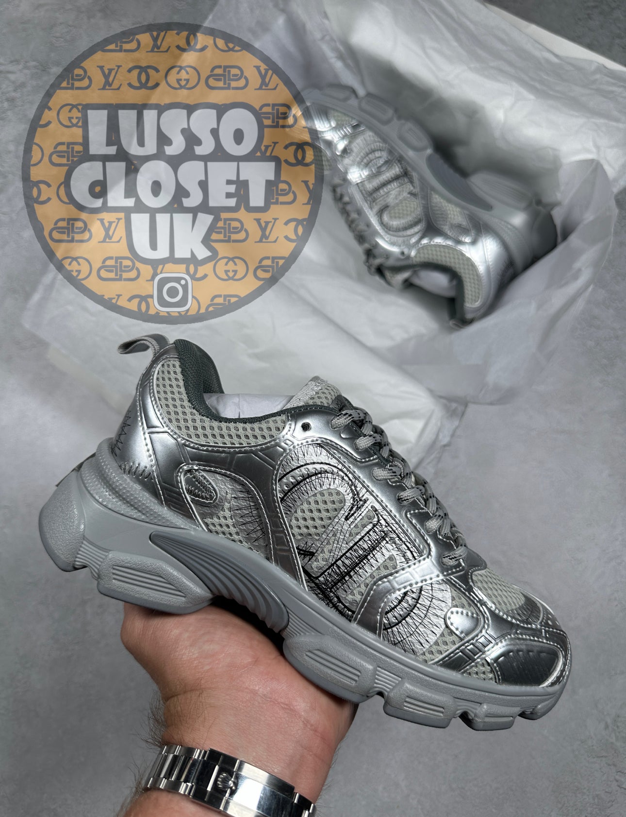 Dio - Silver Chrono Trainers