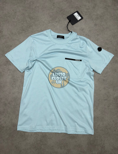 M - Baby Blue Chest Strip T Shirt