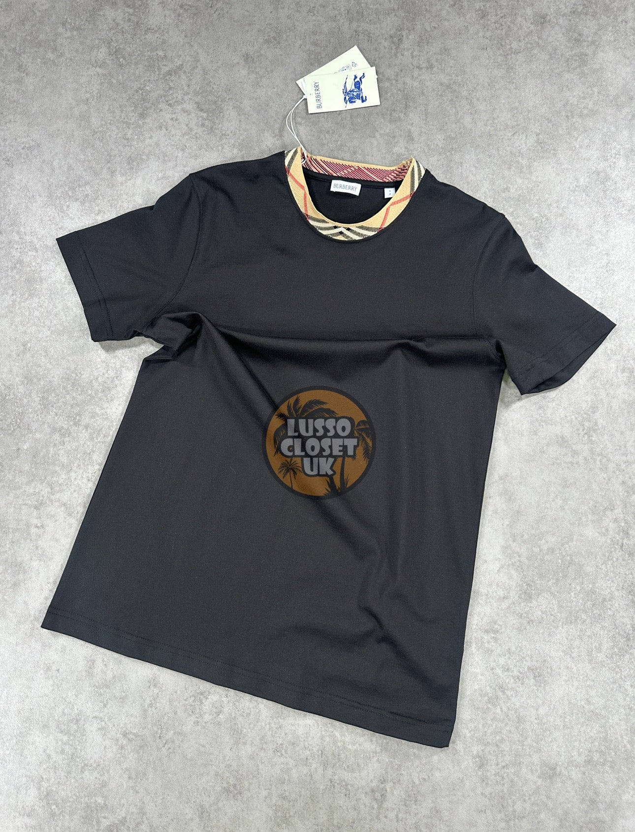 Bur - Black Pattern Collar T Shirt