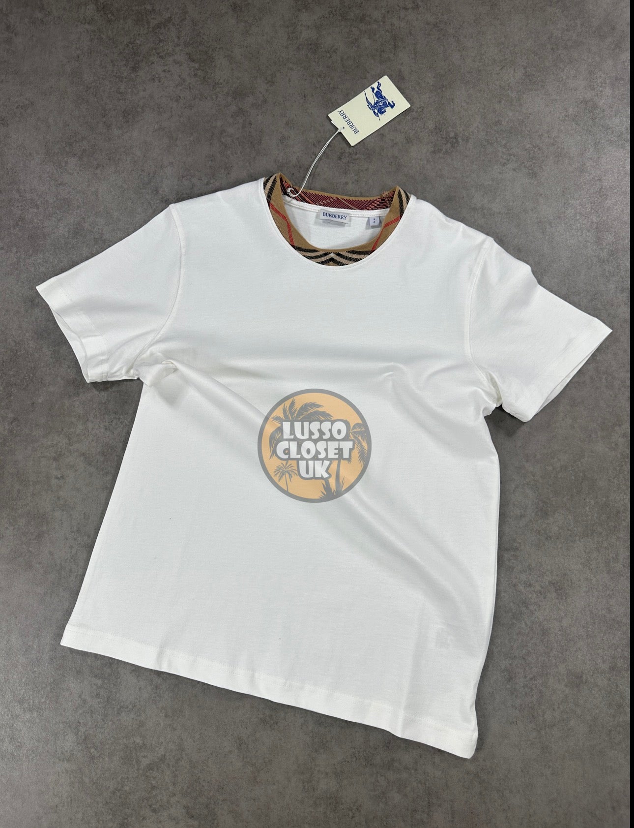 Bur - White Pattern Collar T Shirt